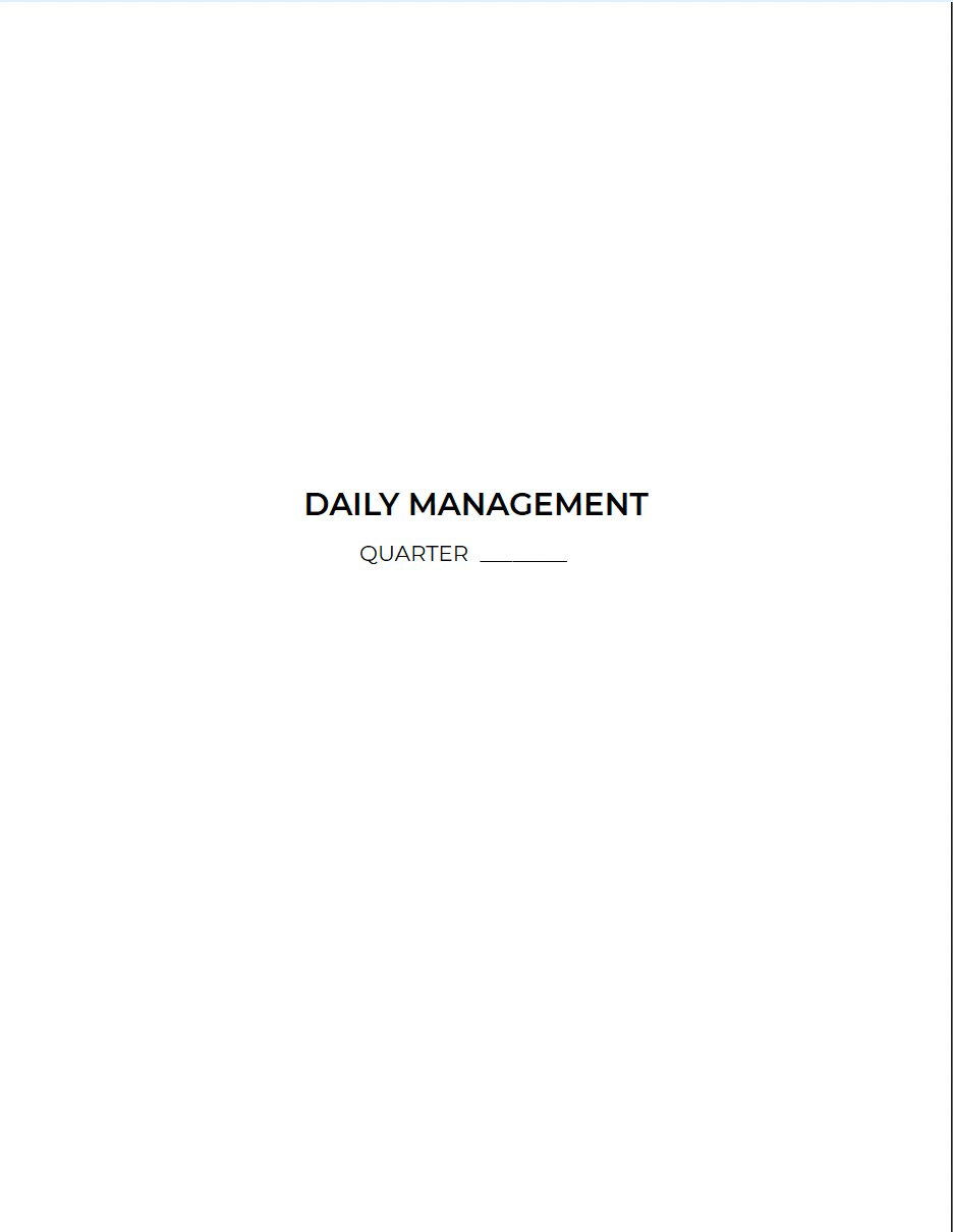 Quarterly Daily Business Duties Planner