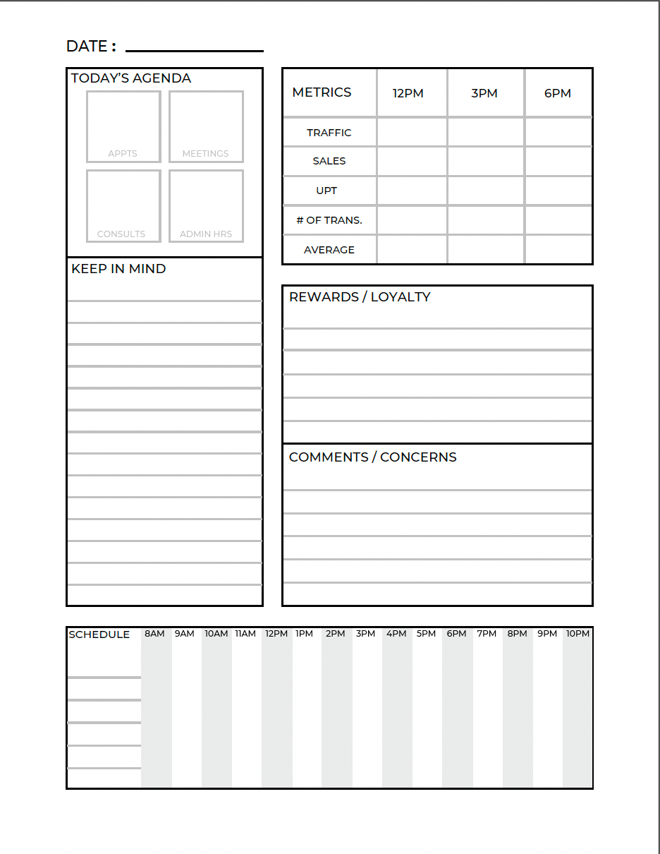 Quarterly Daily Business Duties Planner